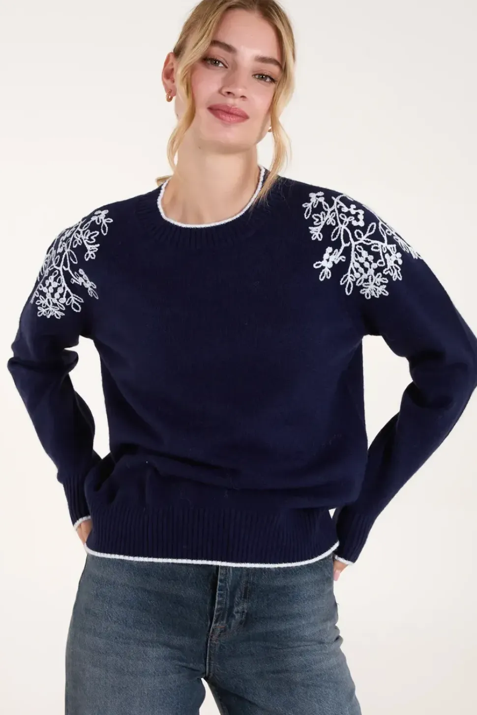 Embroidered Shoulder Jumper