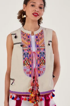 Embroidered Statement Tassel Waistcoat
