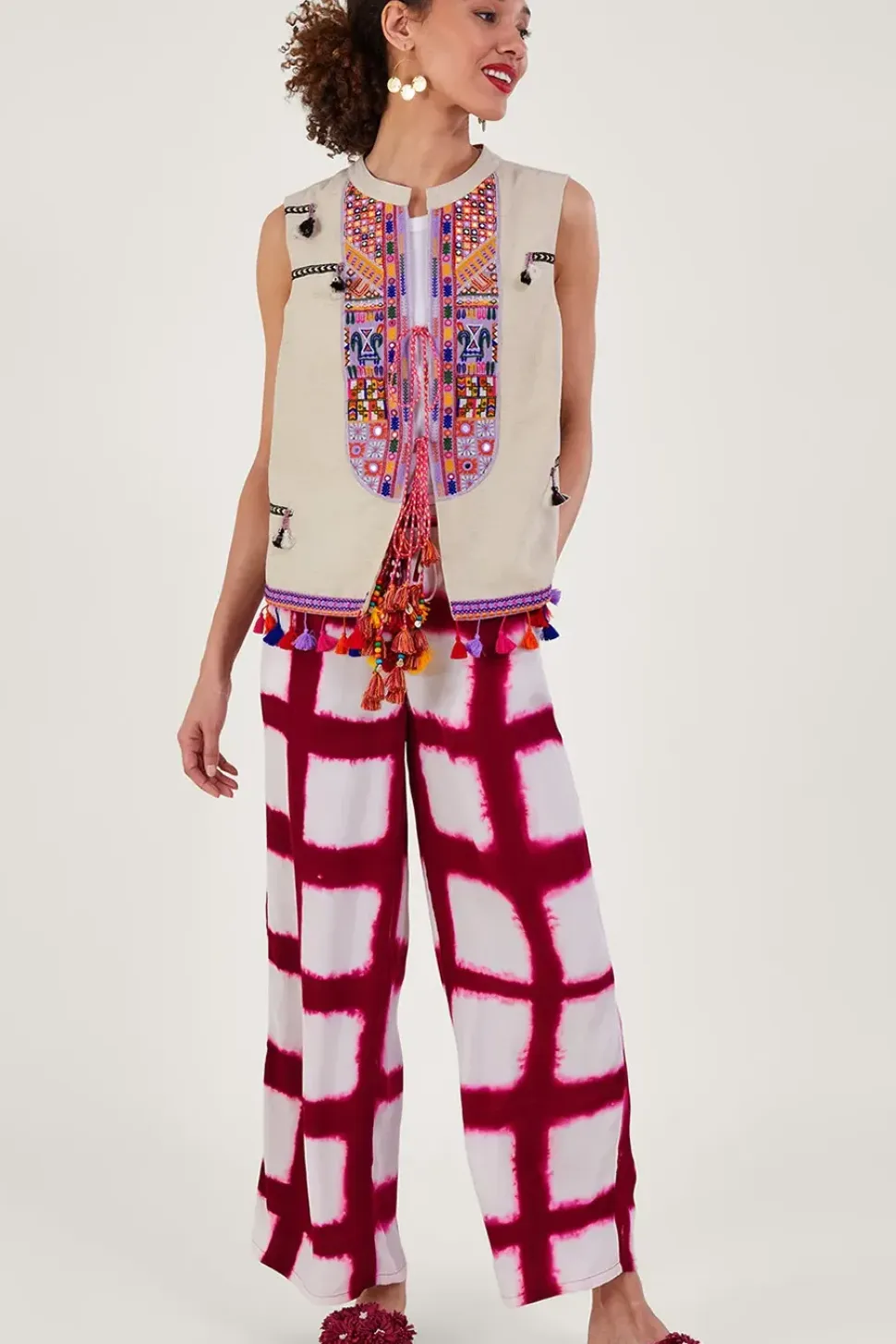 Embroidered Statement Tassel Waistcoat