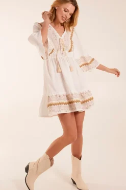 Embroidered Tassel Detail Dress