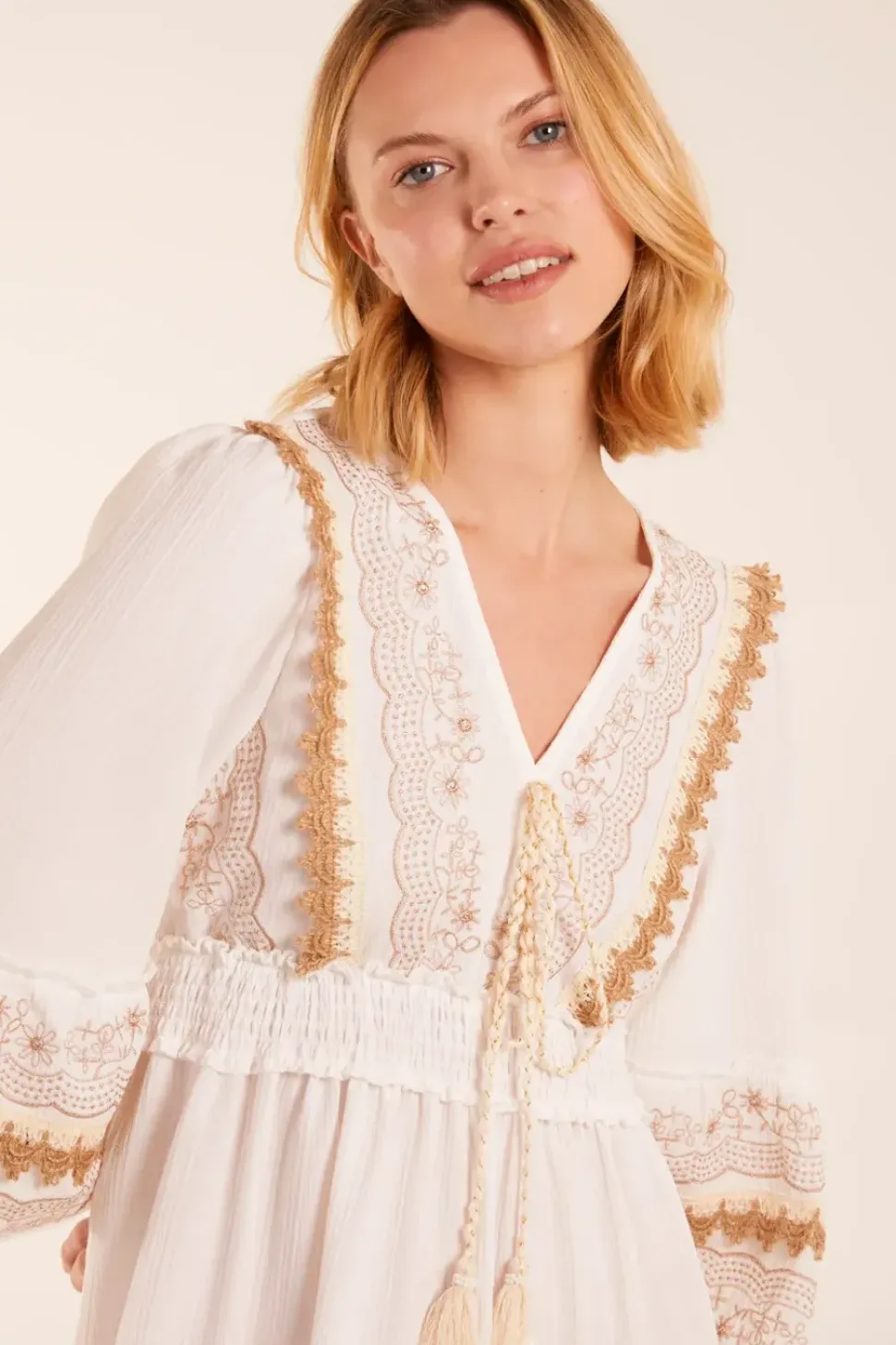 Embroidered Tassel Detail Dress
