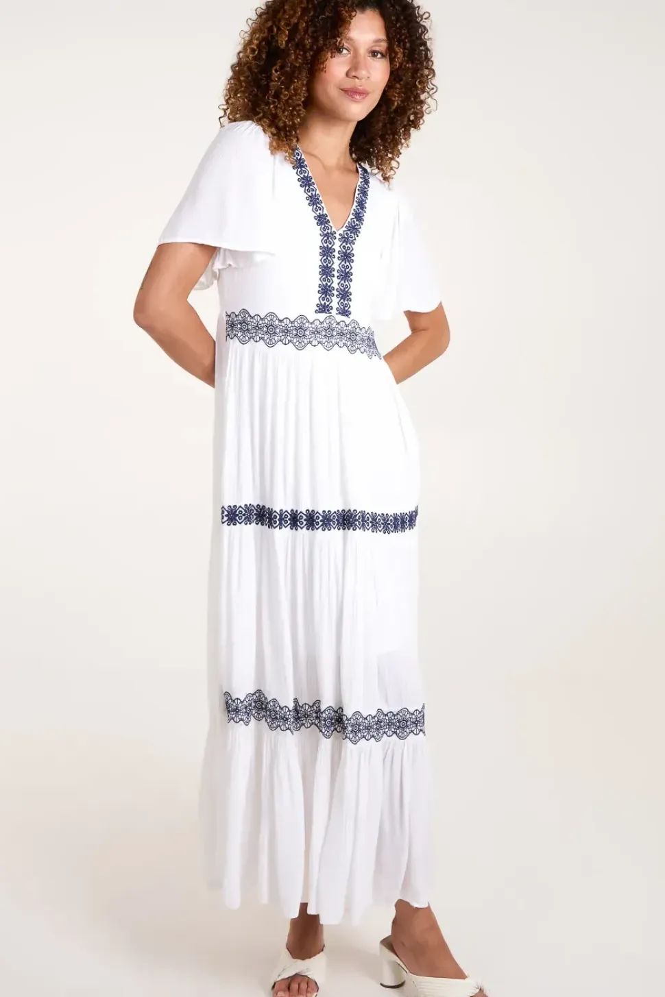 Embroidered Tiered Maxi Dress