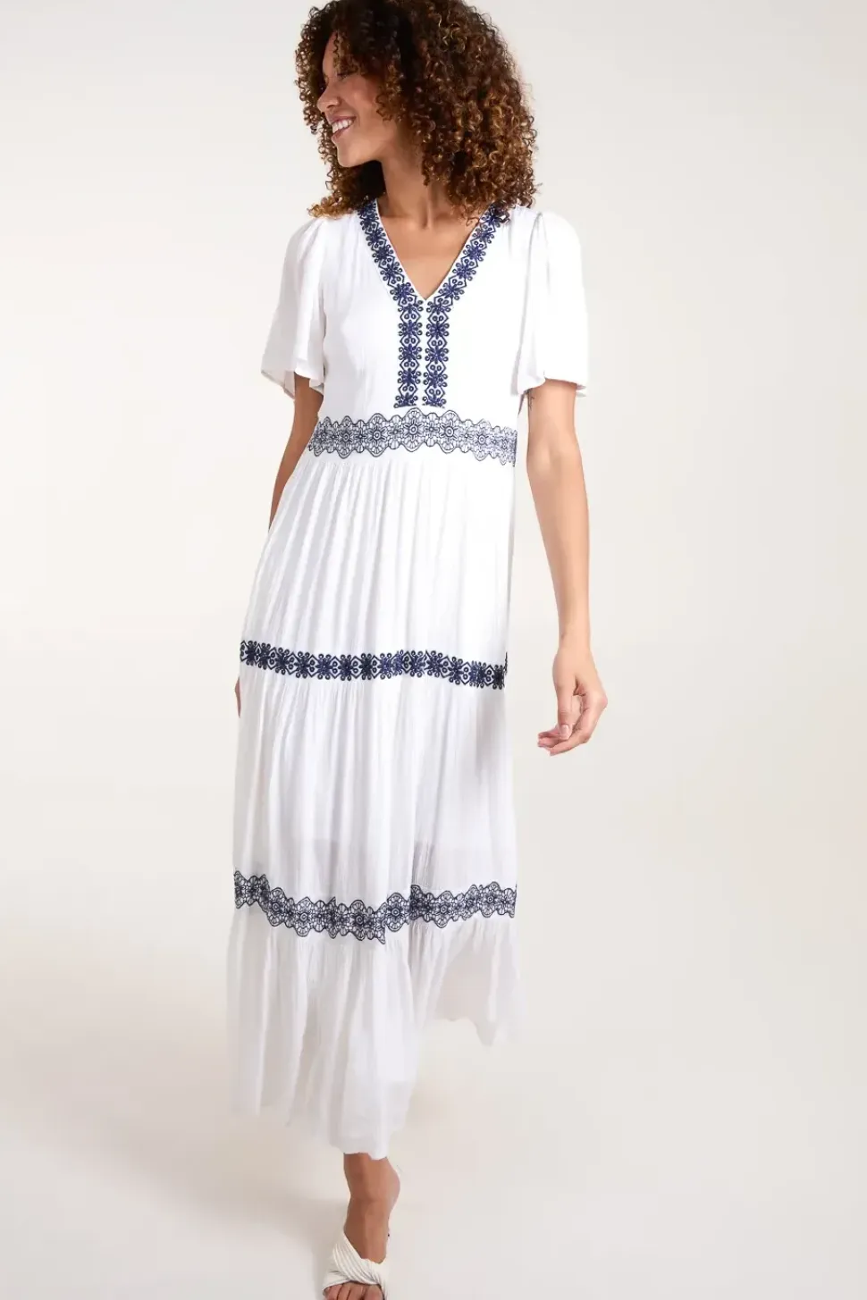 Embroidered Tiered Maxi Dress