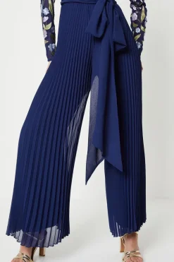 Embroidered Top Pleated Trouser Jumpsuit