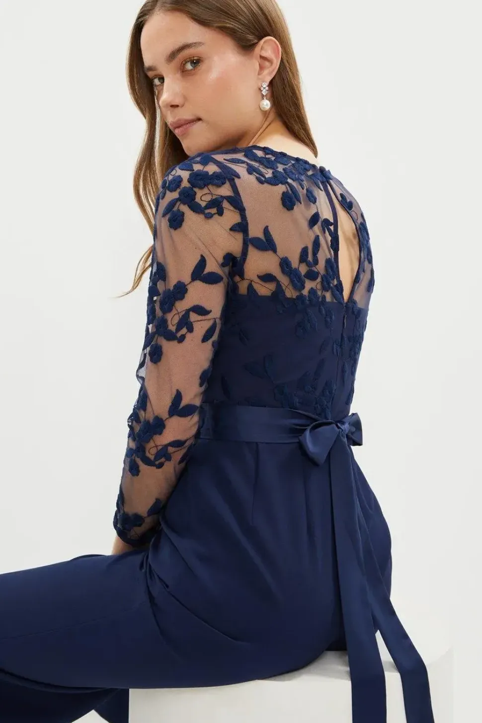 Embroidered Top Wide Leg Jumpsuit