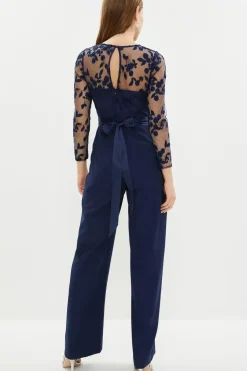 Embroidered Top Wide Leg Jumpsuit