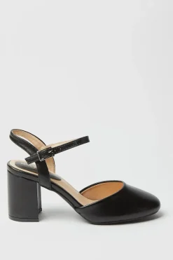 Emeldas Round Toe Block Heel Open Back Court Shoes