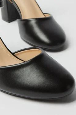 Emeldas Round Toe Block Heel Open Back Court Shoes