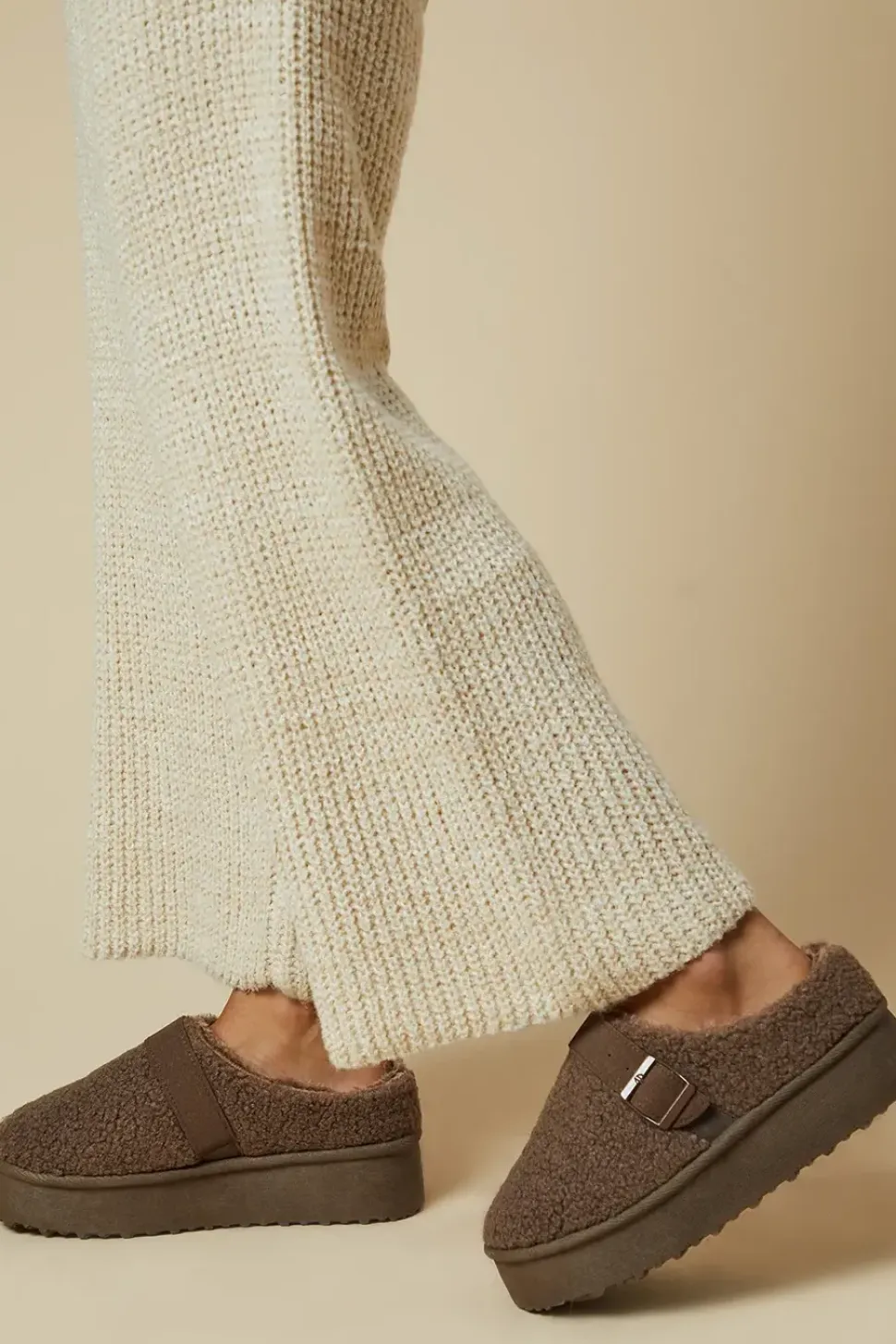 Erin Borg Buckle Detail Mule Flatform Slippers