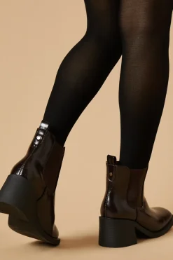 Eva High Shine Chunky Heel Chelsea Ankle Boot