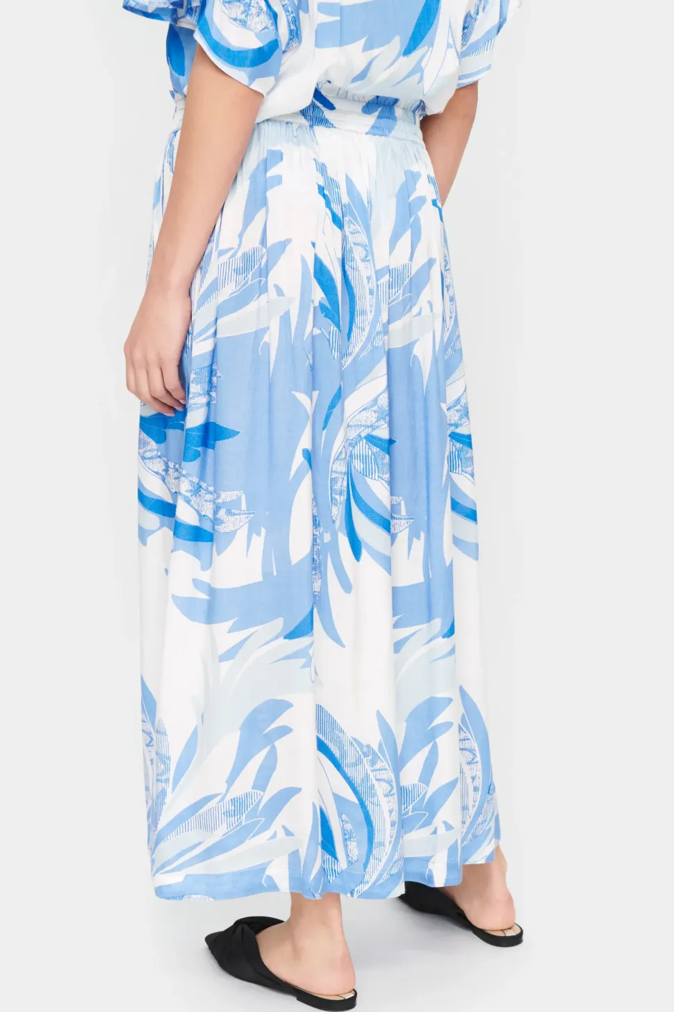 Evette Drawstring Waist Maxi Skirt-Printed