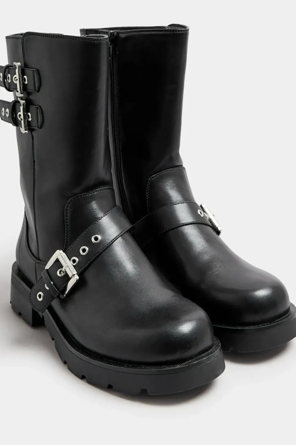 Extra Wide Fit Biker Calf Boots