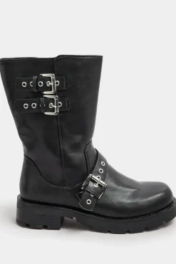 Extra Wide Fit Biker Calf Boots