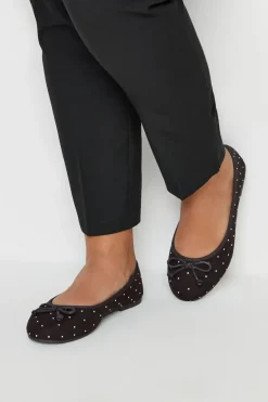 Extra Wide Fit Diamante Bow Ballerina Pumps