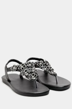 Extra Wide Fit Diamante Studded Sandals