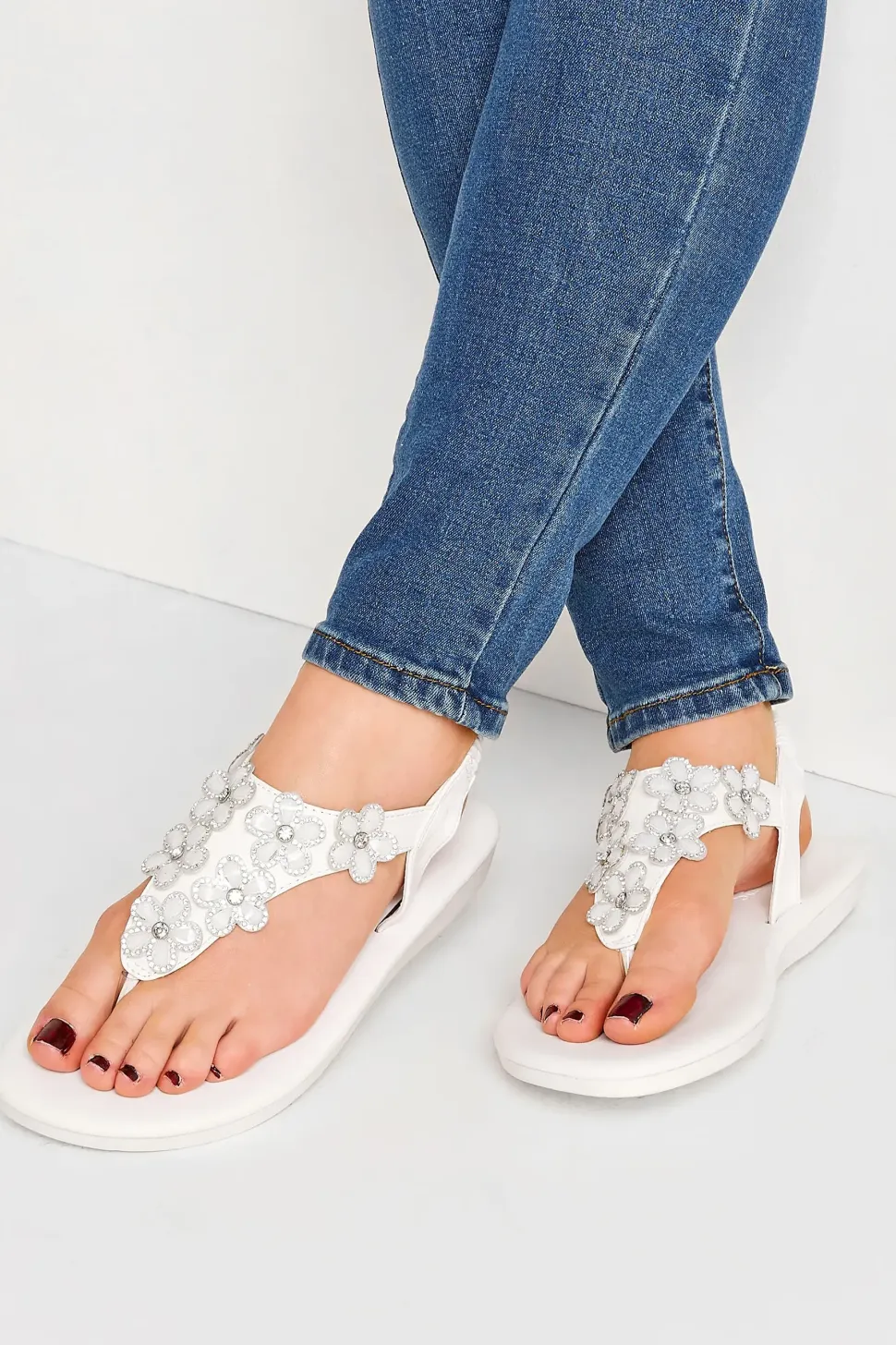 Extra Wide Fit Diamante Studded Sandals