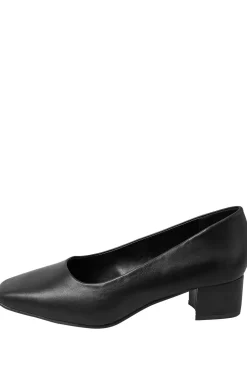 Extra Wide Fit Faux Leather Block Heel Court Shoes