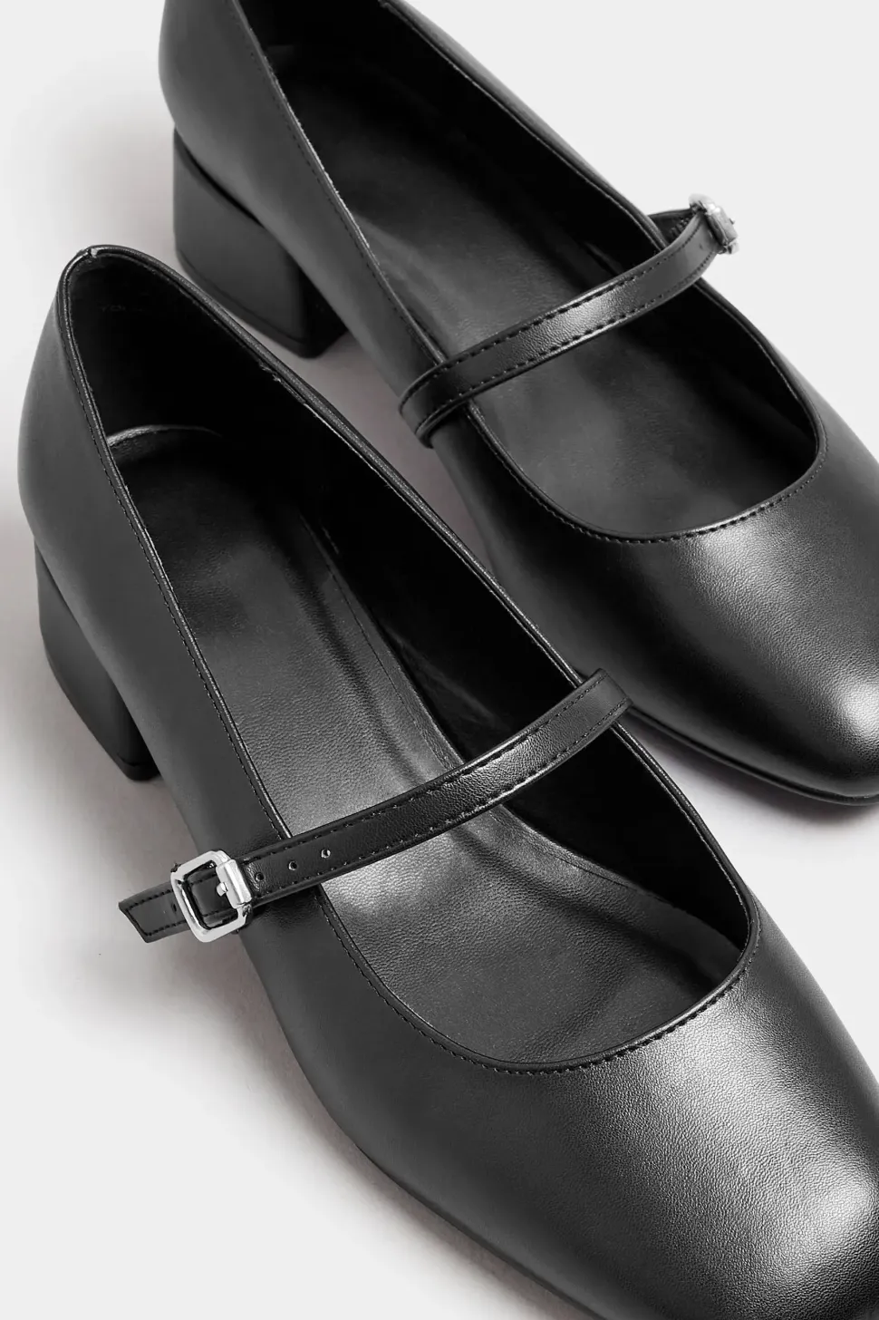 Extra Wide Fit Faux Leather Mary Jane Block Heels