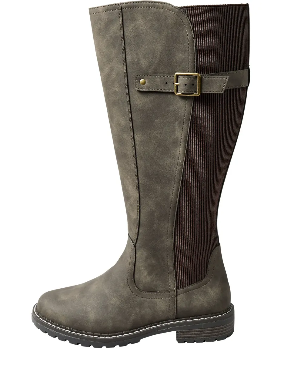 Extra Wide Fit Faux Leather Stretch Knee High Boots
