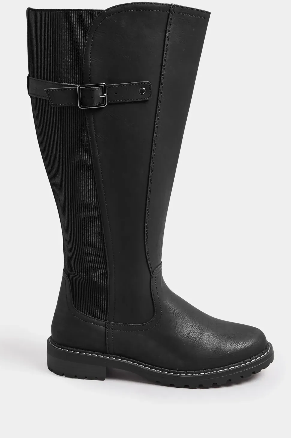Extra Wide Fit Faux Leather Stretch Knee High Boots