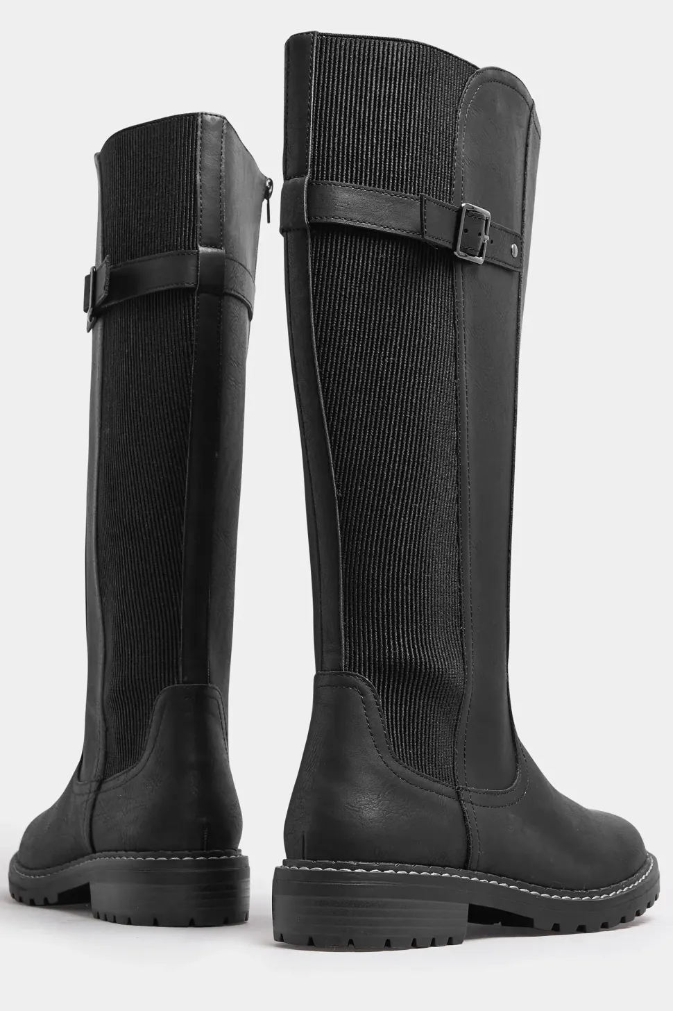 Extra Wide Fit Faux Leather Stretch Knee High Boots