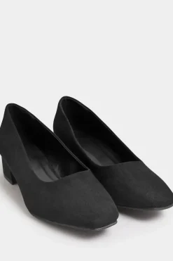 Extra Wide Fit Faux Suede Block Heel Court Shoes