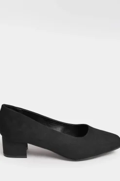 Extra Wide Fit Faux Suede Block Heel Court Shoes