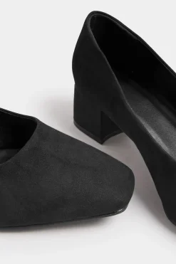 Extra Wide Fit Faux Suede Block Heel Court Shoes