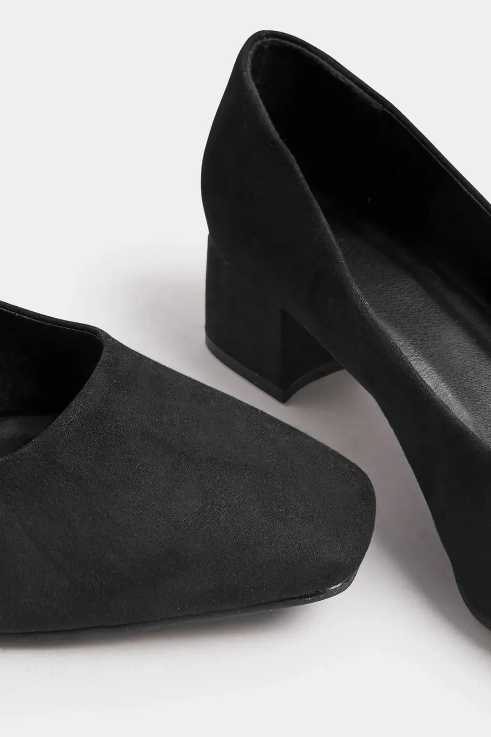 Extra Wide Fit Faux Suede Block Heel Court Shoes