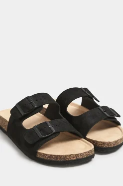 Extra Wide Fit Faux Suede Buckle Strap Footbed Sandals