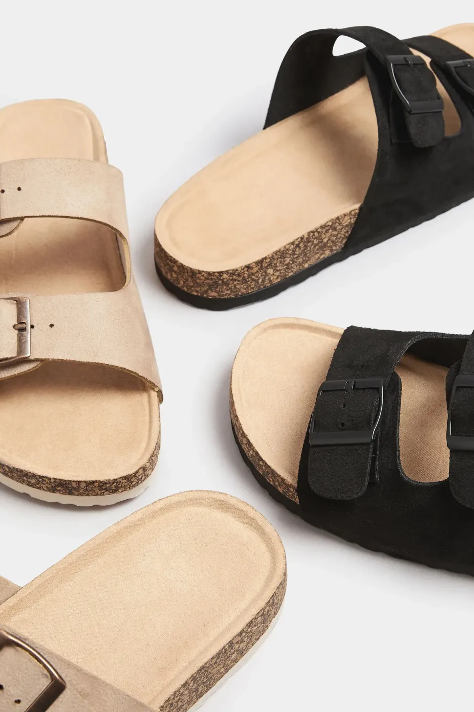 Extra Wide Fit Faux Suede Buckle Strap Footbed Sandals
