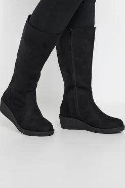 Extra Wide Fit Faux Suede Wedge Boots