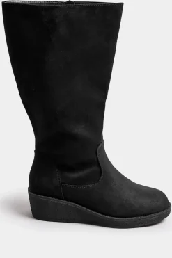 Extra Wide Fit Faux Suede Wedge Boots