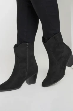 Extra Wide Fit Faux Suede Western Heel Ankle Boots