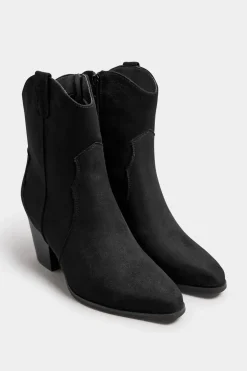Extra Wide Fit Faux Suede Western Heel Ankle Boots