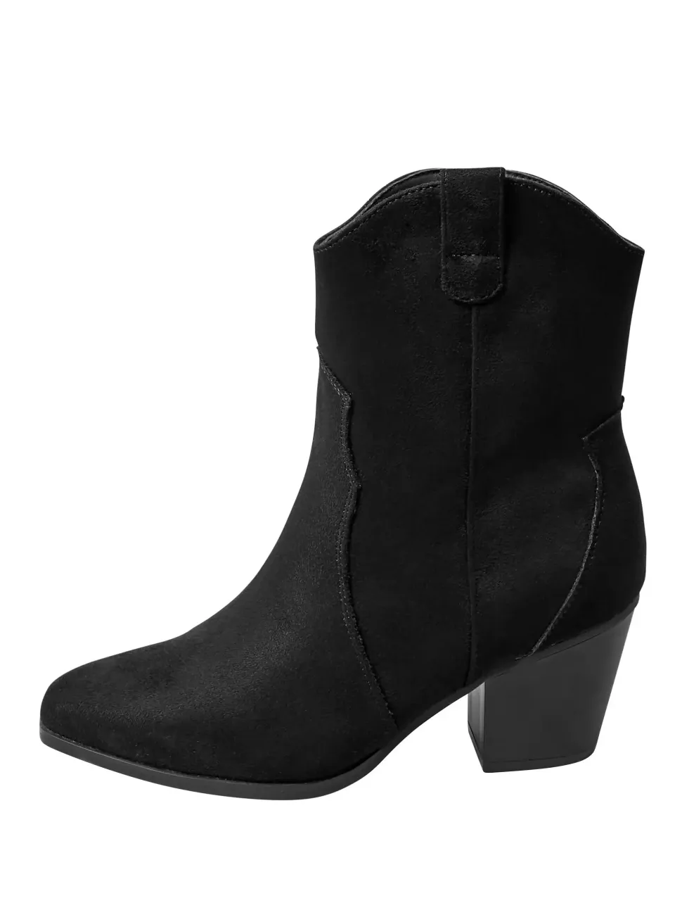 Extra Wide Fit Faux Suede Western Heel Ankle Boots