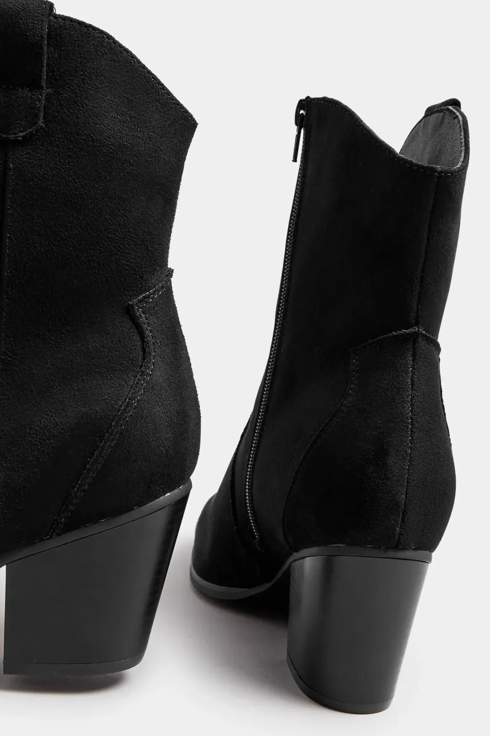 Extra Wide Fit Faux Suede Western Heel Ankle Boots