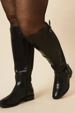 Extra Wide Fit Kasya Back Stretch Block Heel Riding Boots