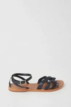 Extra Wide Fit Leather Jaleesa Woven Flat Sandals