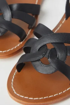 Extra Wide Fit Leather Jaleesa Woven Flat Sandals