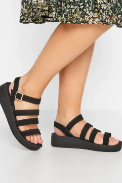 Extra Wide Fit Multi Strap Sporty Platform Sandal