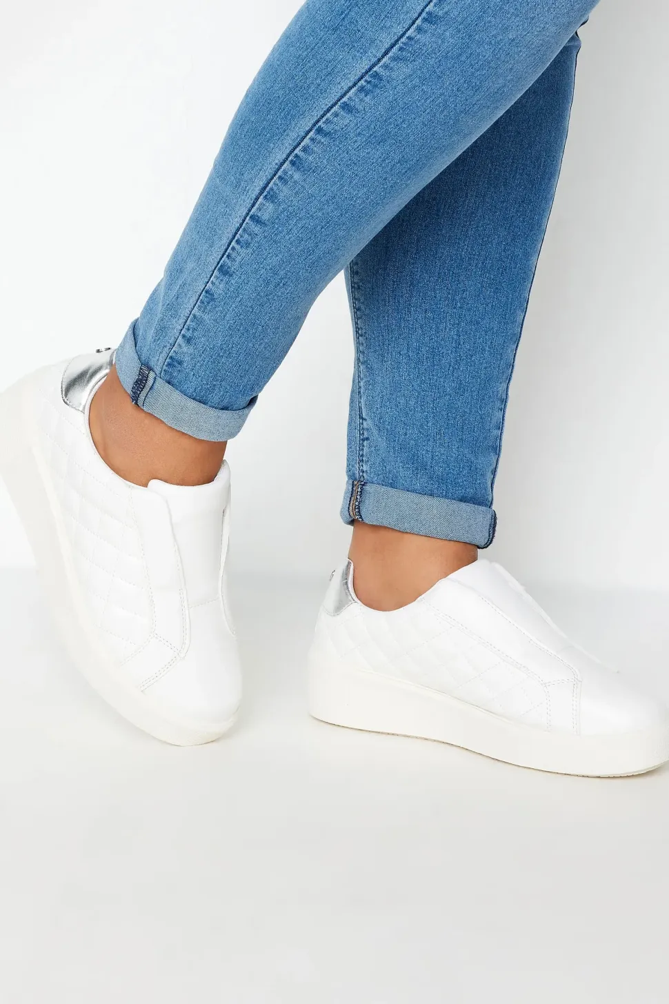 Extra Wide Fit Quilted Platform Trainers