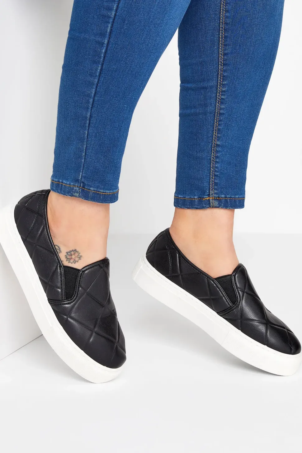 Extra Wide Fit Quilted Slip-On Trainers