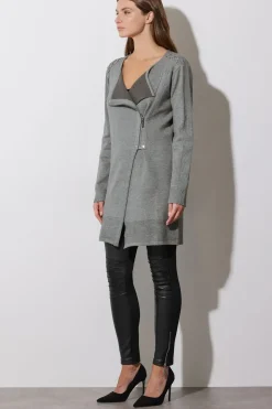 Eyelet Detail Zip Cardigan