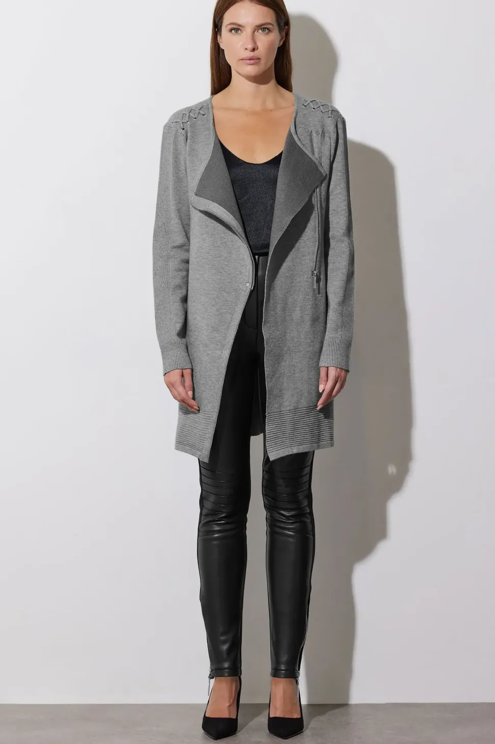 Eyelet Detail Zip Cardigan