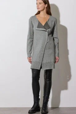 Eyelet Detail Zip Cardigan