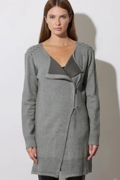 Eyelet Detail Zip Cardigan
