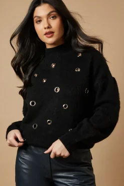 Eyelet Scoop Neck Jumper