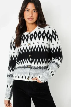 Fairisle Button Up Knitted  Cardigan