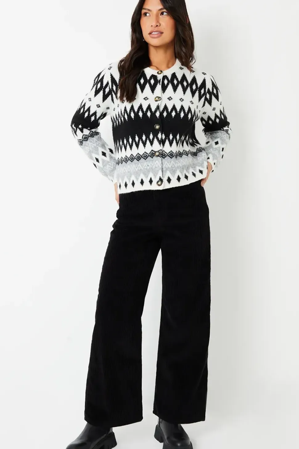 Fairisle Button Up Knitted Cardigan